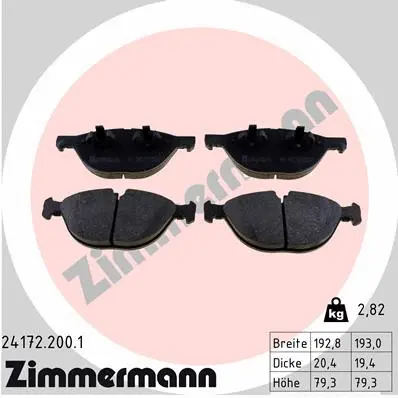 Diskinių stabdžių trinkelių rinkinys ZIMMERMANN 24172.200.1
