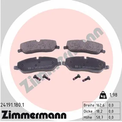 Diskinių stabdžių trinkelių rinkinys ZIMMERMANN 24191.180.1