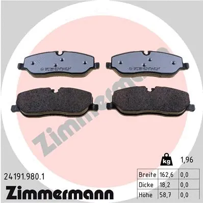 Diskinių stabdžių trinkelių rinkinys ZIMMERMANN 24191.980.1