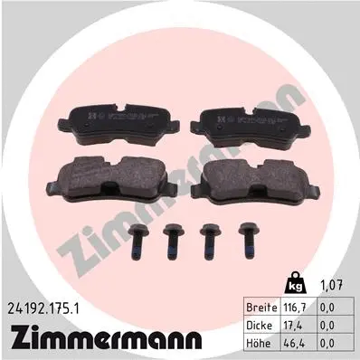 Diskinių stabdžių trinkelių rinkinys ZIMMERMANN 24192.175.1