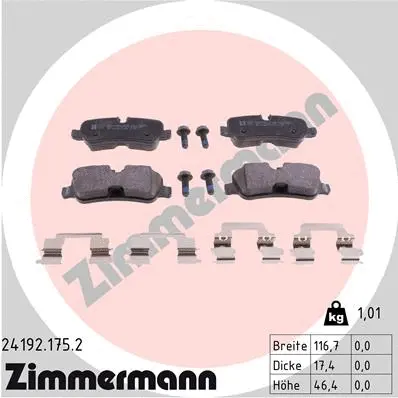 Diskinių stabdžių trinkelių rinkinys ZIMMERMANN 24192.175.2