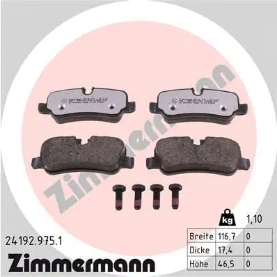 Diskinių stabdžių trinkelių rinkinys ZIMMERMANN 24192.975.1