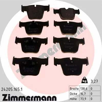 Diskinių stabdžių trinkelių rinkinys ZIMMERMANN 24205.165.1