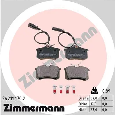 Diskinių stabdžių trinkelių rinkinys ZIMMERMANN 24211.170.2