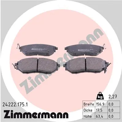 Diskinių stabdžių trinkelių rinkinys ZIMMERMANN 24222.175.1