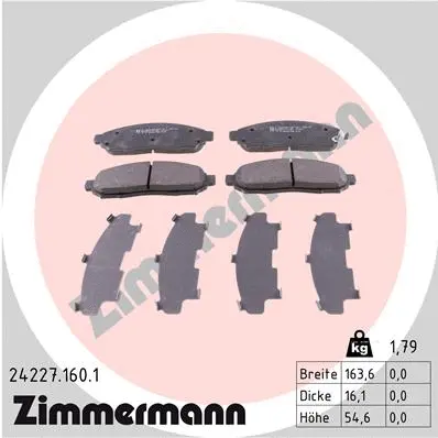 Diskinių stabdžių trinkelių rinkinys ZIMMERMANN 24227.160.1