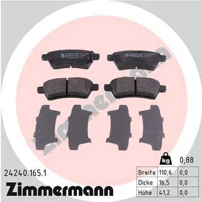 Diskinių stabdžių trinkelių rinkinys ZIMMERMANN 24240.165.1