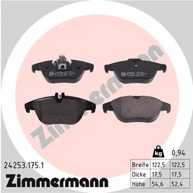 Diskinių stabdžių trinkelių rinkinys ZIMMERMANN 24253.175.1
