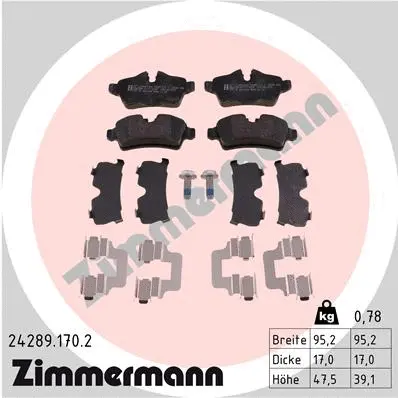 Diskinių stabdžių trinkelių rinkinys ZIMMERMANN 24289.170.2