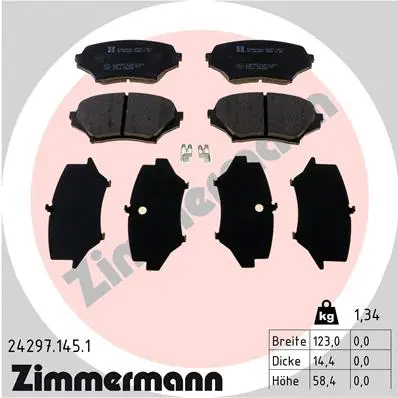 Diskinių stabdžių trinkelių rinkinys ZIMMERMANN 24297.145.1