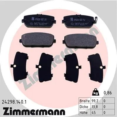 Diskinių stabdžių trinkelių rinkinys ZIMMERMANN 24298.140.1