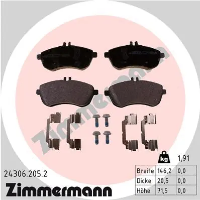 Diskinių stabdžių trinkelių rinkinys ZIMMERMANN 24306.205.2