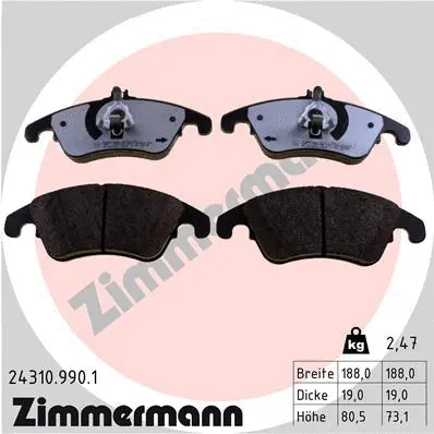 Diskinių stabdžių trinkelių rinkinys ZIMMERMANN 24310.990.1