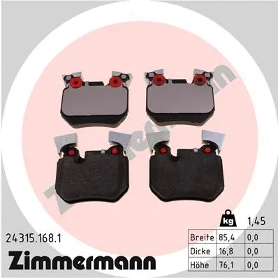 Diskinių stabdžių trinkelių rinkinys ZIMMERMANN 24315.168.1