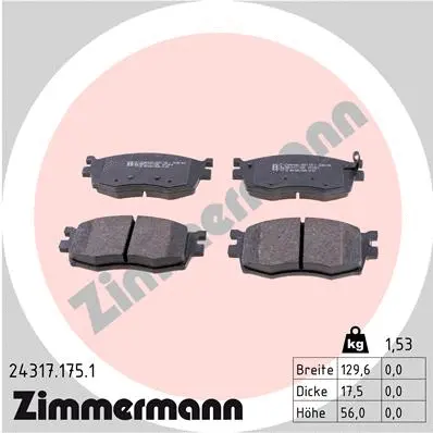 Diskinių stabdžių trinkelių rinkinys ZIMMERMANN 24317.175.1