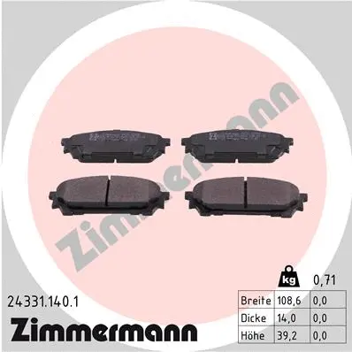 Diskinių stabdžių trinkelių rinkinys ZIMMERMANN 24331.140.1
