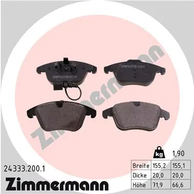 Diskinių stabdžių trinkelių rinkinys ZIMMERMANN 24333.200.1