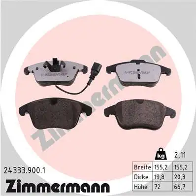 Diskinių stabdžių trinkelių rinkinys ZIMMERMANN 24333.900.1