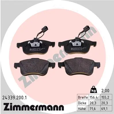 Diskinių stabdžių trinkelių rinkinys ZIMMERMANN 24339.200.1