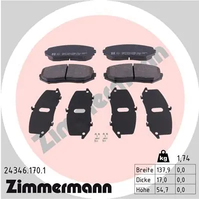 Diskinių stabdžių trinkelių rinkinys ZIMMERMANN 24346.170.1