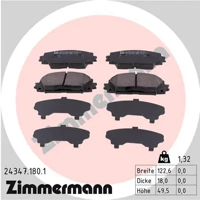 Diskinių stabdžių trinkelių rinkinys ZIMMERMANN 24347.180.1