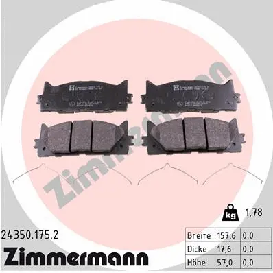Diskinių stabdžių trinkelių rinkinys ZIMMERMANN 24350.175.2