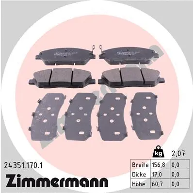 Diskinių stabdžių trinkelių rinkinys ZIMMERMANN 24351.170.1