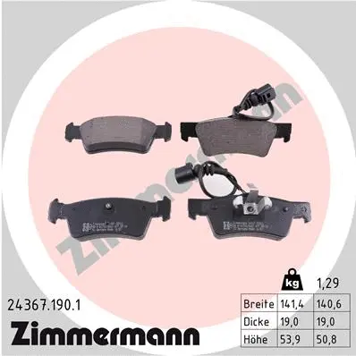 Diskinių stabdžių trinkelių rinkinys ZIMMERMANN 24367.190.1