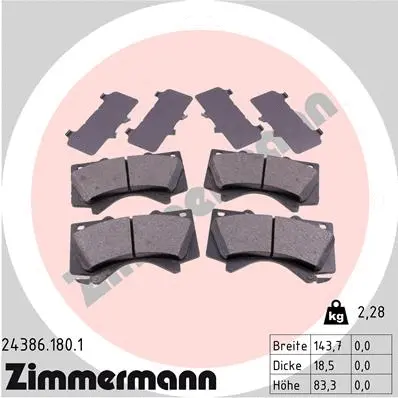 Diskinių stabdžių trinkelių rinkinys ZIMMERMANN 24386.180.1
