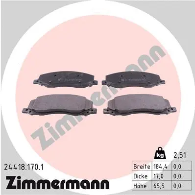 Diskinių stabdžių trinkelių rinkinys ZIMMERMANN 24418.170.1