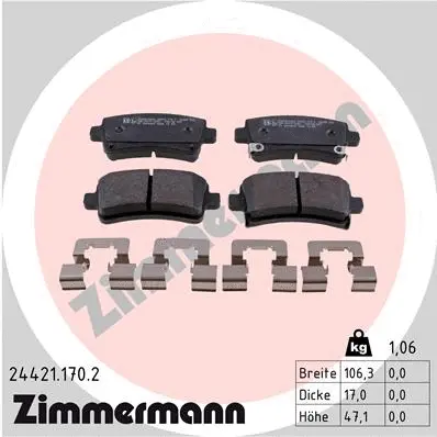 Diskinių stabdžių trinkelių rinkinys ZIMMERMANN 24421.170.2