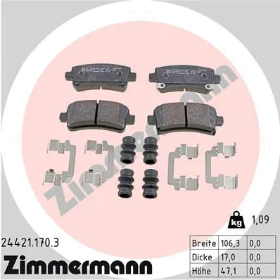 Diskinių stabdžių trinkelių rinkinys ZIMMERMANN 24421.170.3