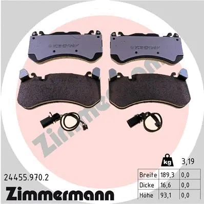 Diskinių stabdžių trinkelių rinkinys ZIMMERMANN 24455.970.2
