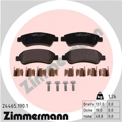 Diskinių stabdžių trinkelių rinkinys ZIMMERMANN 24465.190.1