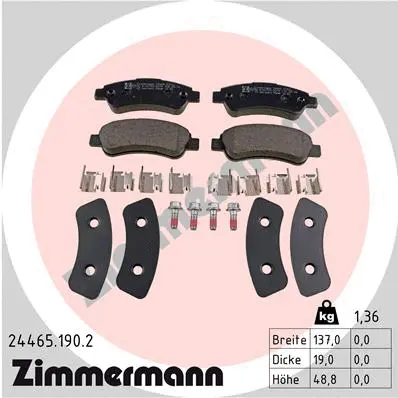 Diskinių stabdžių trinkelių rinkinys ZIMMERMANN 24465.190.2