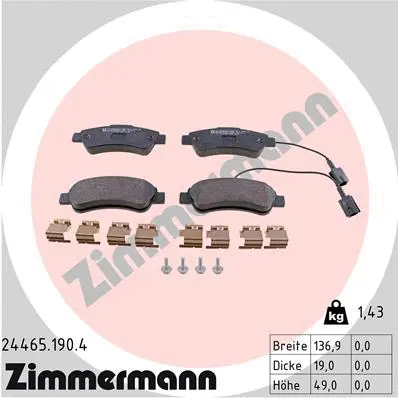 Diskinių stabdžių trinkelių rinkinys ZIMMERMANN 24465.190.4