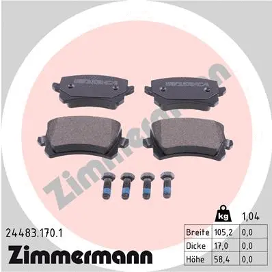 Diskinių stabdžių trinkelių rinkinys ZIMMERMANN 24483.170.1