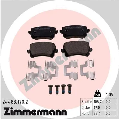 Diskinių stabdžių trinkelių rinkinys ZIMMERMANN 24483.170.2