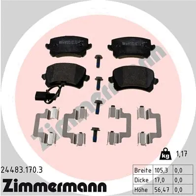 Diskinių stabdžių trinkelių rinkinys ZIMMERMANN 24483.170.3