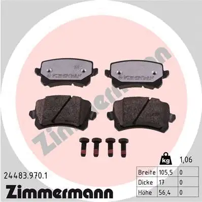 Diskinių stabdžių trinkelių rinkinys ZIMMERMANN 24483.970.1