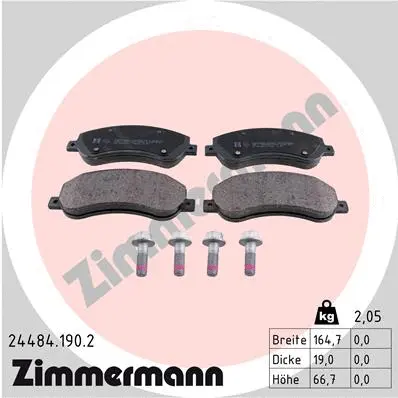 Diskinių stabdžių trinkelių rinkinys ZIMMERMANN 24484.190.2