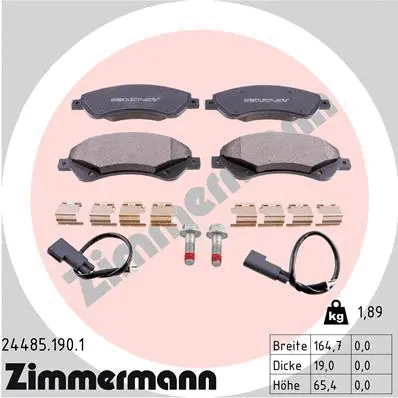 Diskinių stabdžių trinkelių rinkinys ZIMMERMANN 24485.190.1