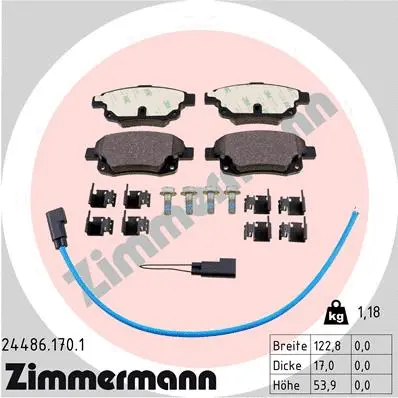 Diskinių stabdžių trinkelių rinkinys ZIMMERMANN 24486.170.1