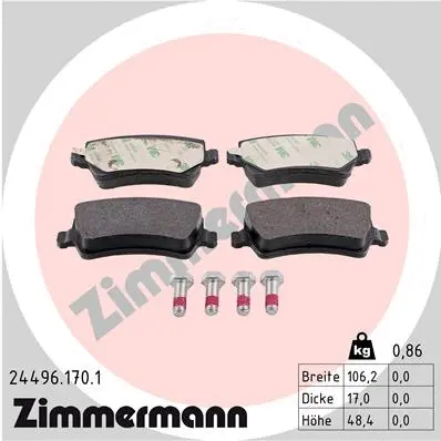 Diskinių stabdžių trinkelių rinkinys ZIMMERMANN 24496.170.1