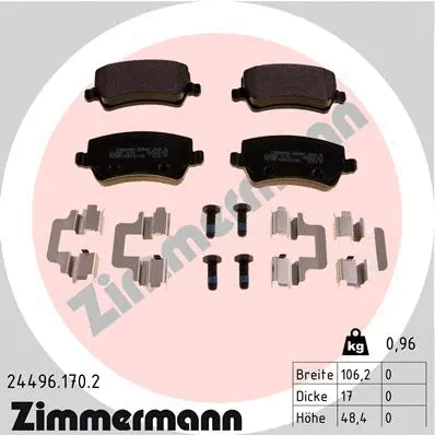 Diskinių stabdžių trinkelių rinkinys ZIMMERMANN 24496.170.2