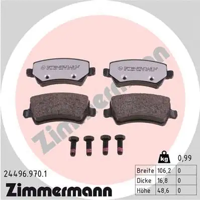 Diskinių stabdžių trinkelių rinkinys ZIMMERMANN 24496.970.1