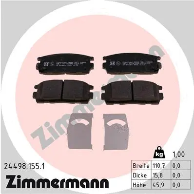 Diskinių stabdžių trinkelių rinkinys ZIMMERMANN 24498.155.1