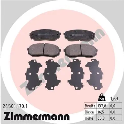 Diskinių stabdžių trinkelių rinkinys ZIMMERMANN 24501.170.1