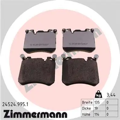 Diskinių stabdžių trinkelių rinkinys ZIMMERMANN 24524.995.1