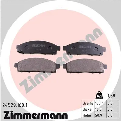 Diskinių stabdžių trinkelių rinkinys ZIMMERMANN 24529.160.1